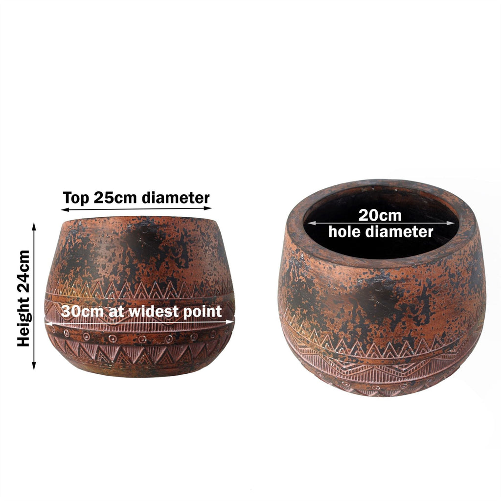 24cm x 30cm Large Zaturn Planter Brown / Black-2