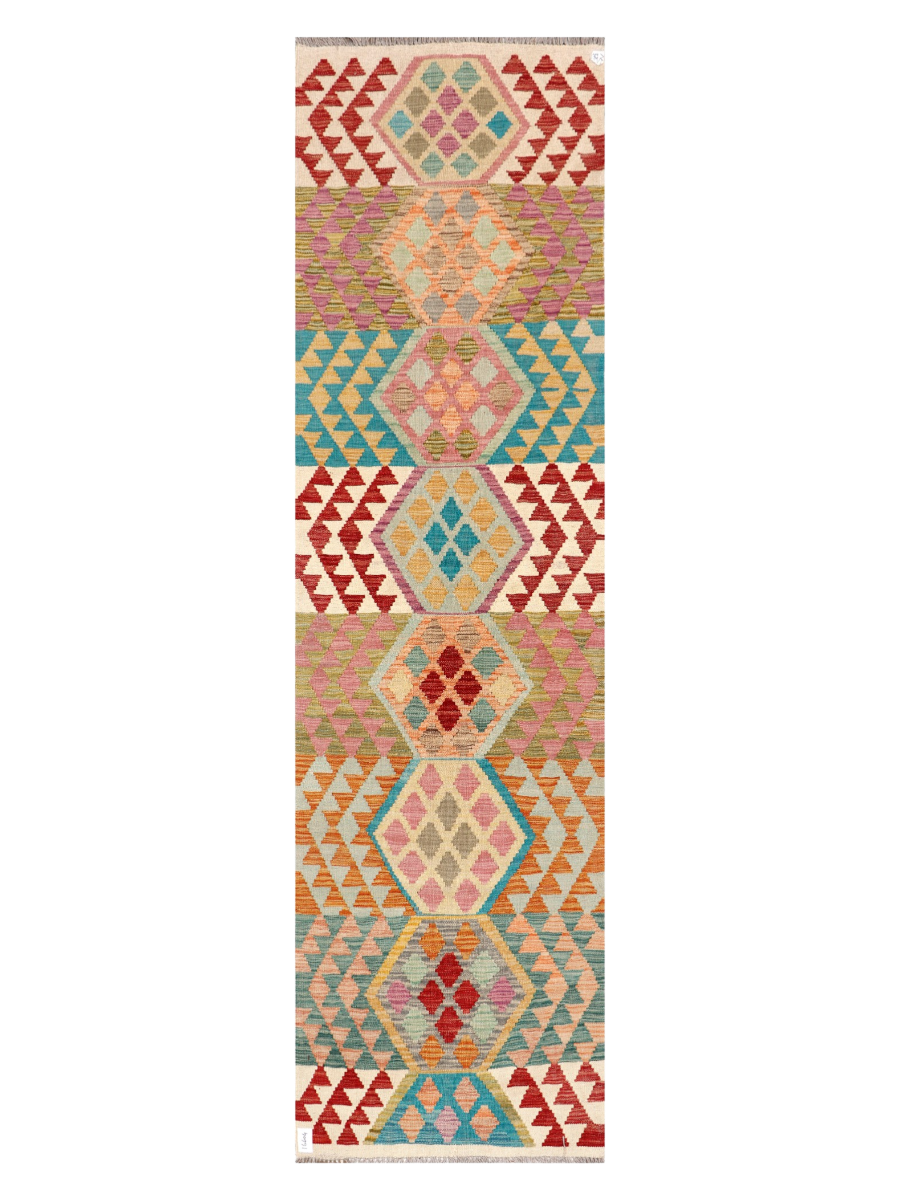 Marghzar-e Kuhna, Maimana Kilim Runner - 295 × 81 cm (9'8" x 2'8")-0