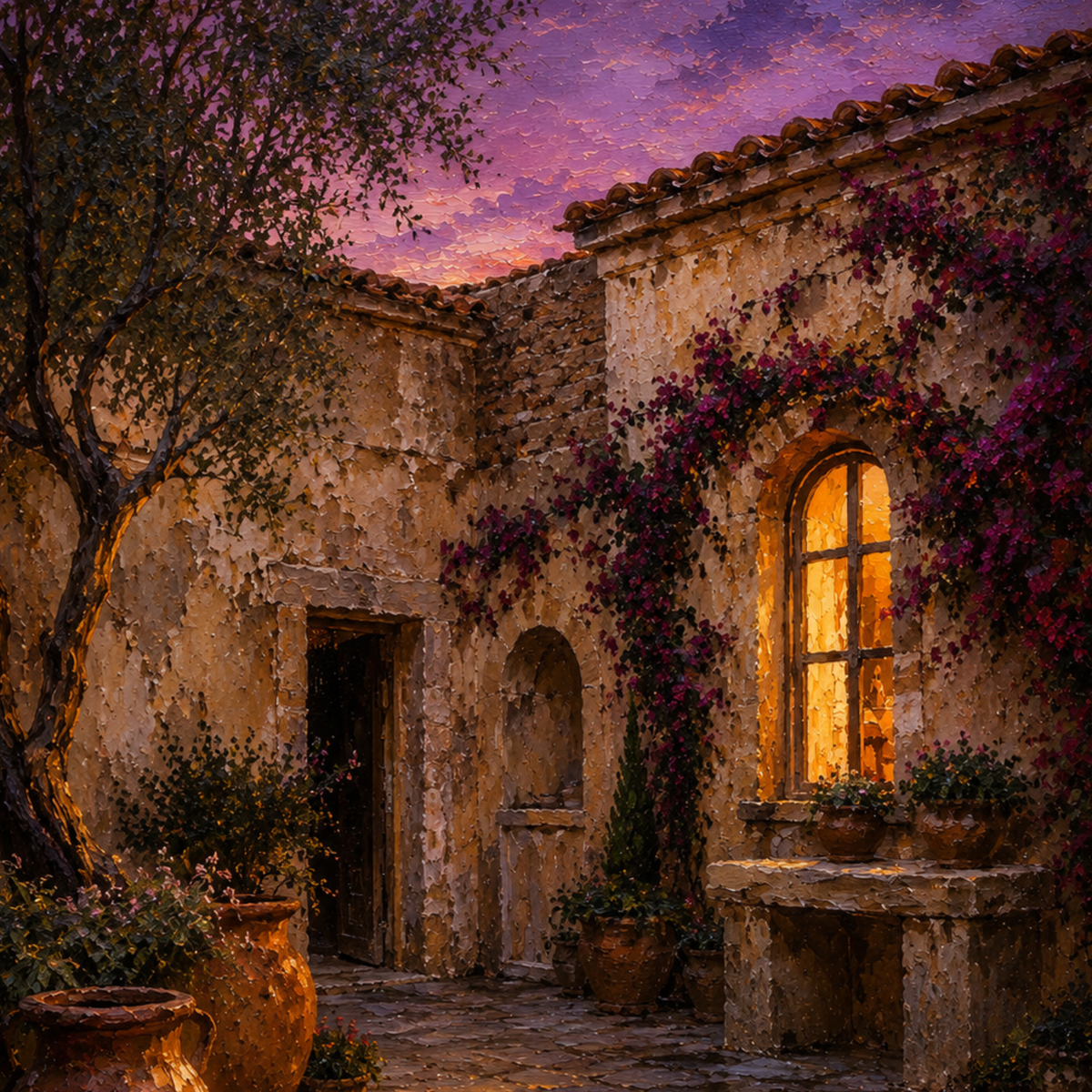 MEDITERRANEAN STUDIES — Night Courtyard, Framed Art Print-2