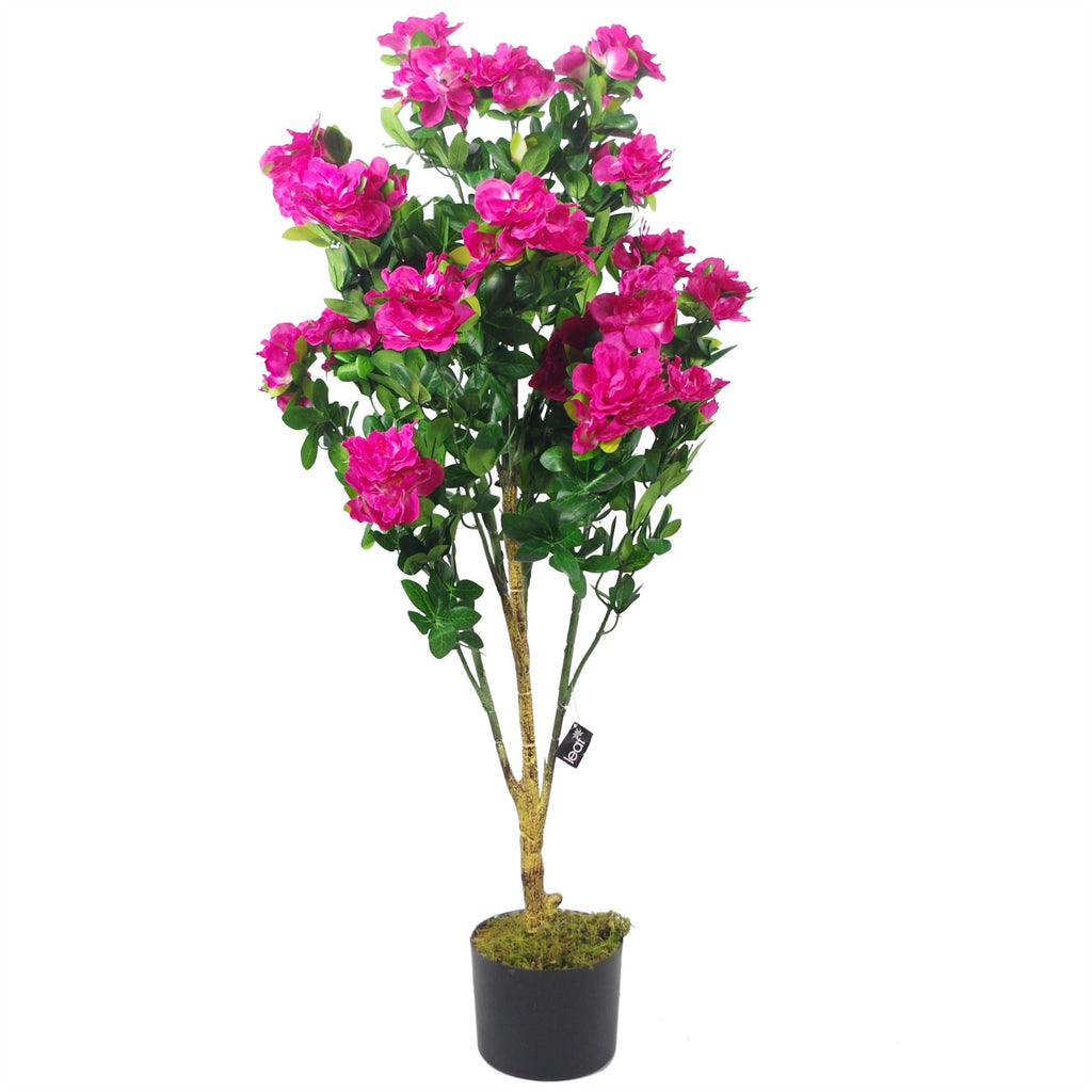 Artificial Blossom Tree Pink Copper Planter 100cm Realistic Plant Design Azalea Botanik-3