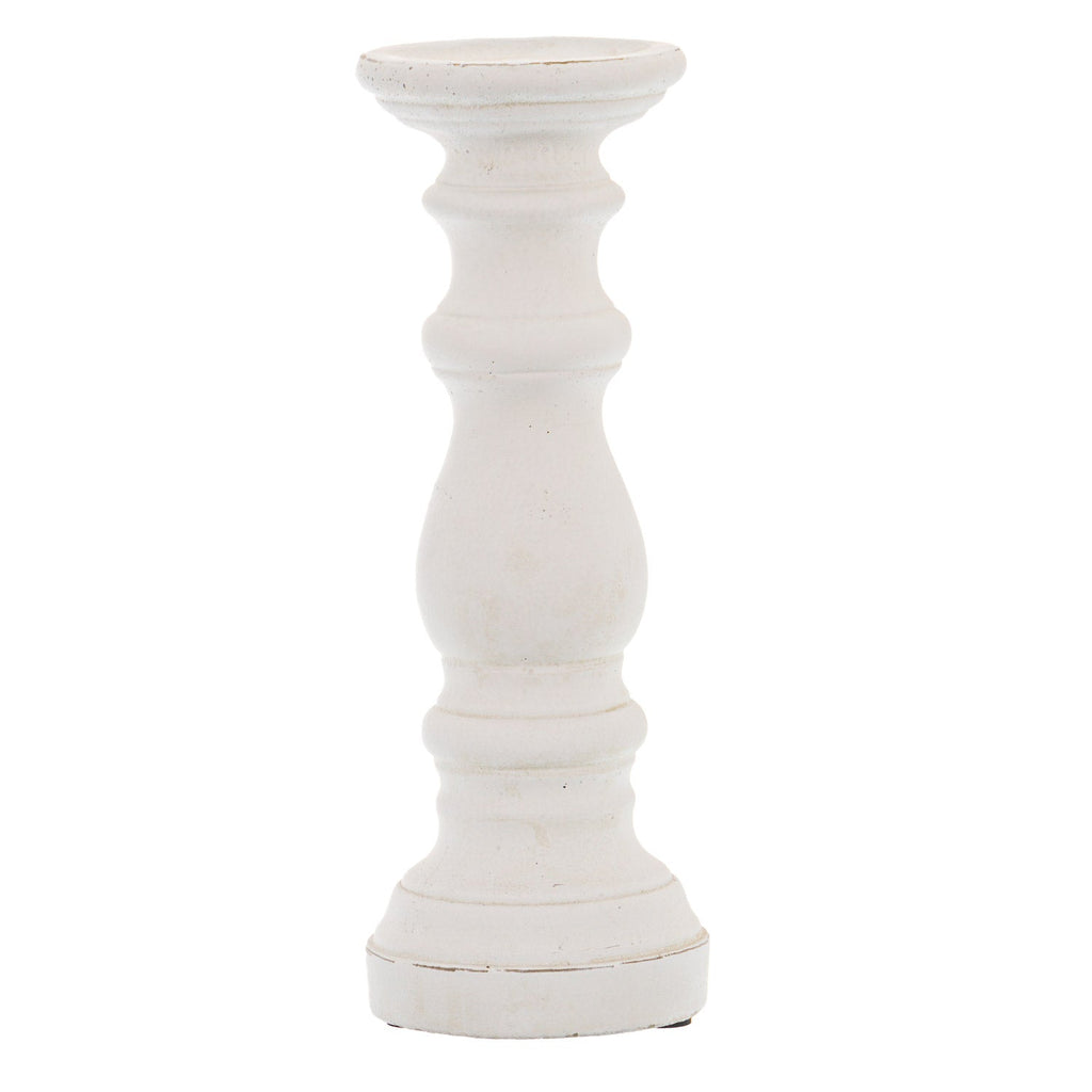 Matt White Small Ceramic Column Candle Holder-0