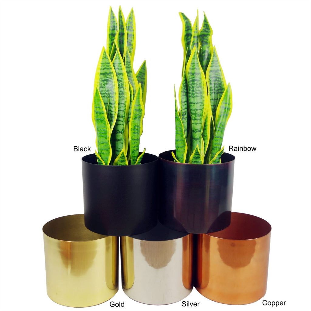 Metal Planter Black Silver Metal Plant Pot 62cm x 18cm-3
