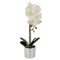 Artificial Orchid White Silver Pot 46cm-0