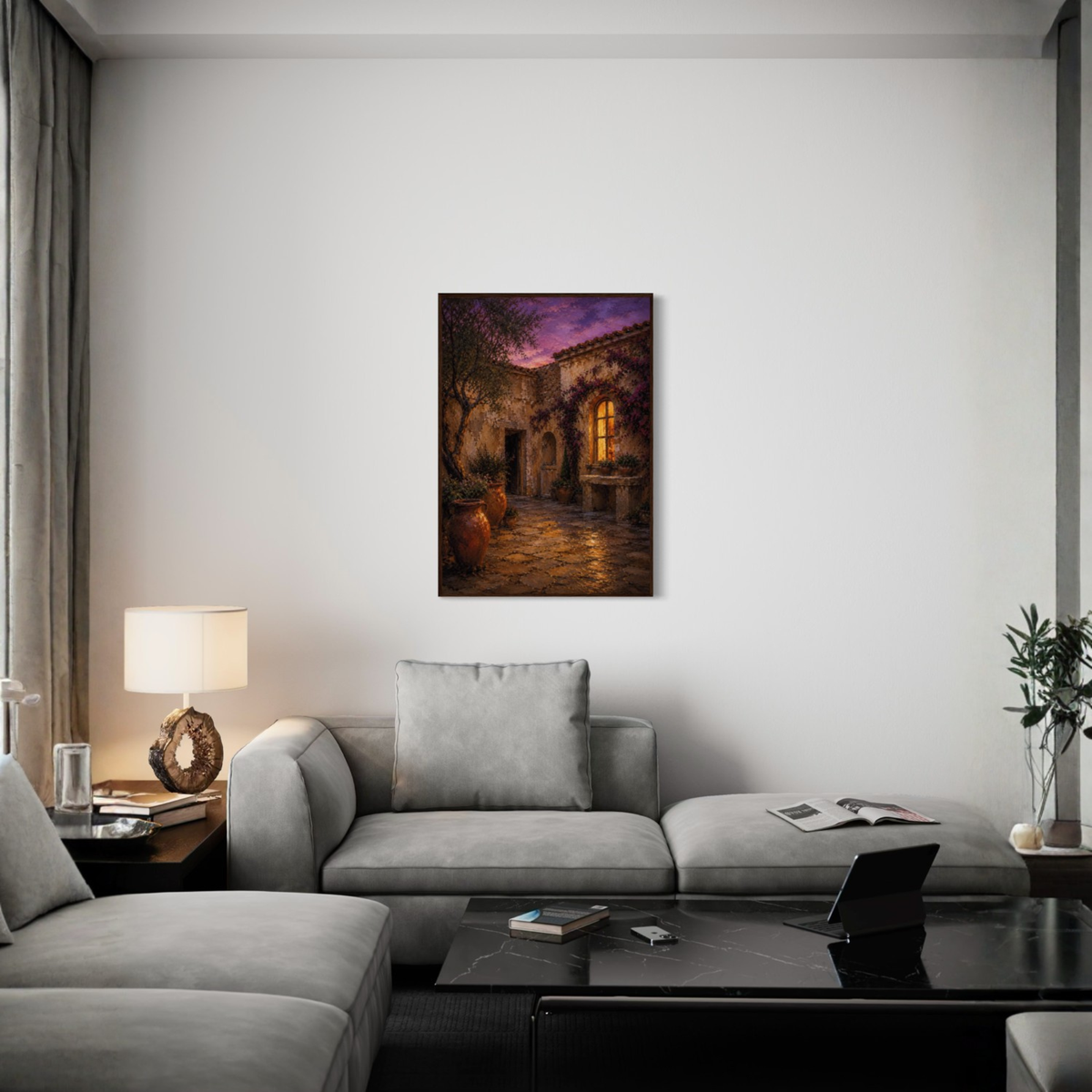 MEDITERRANEAN STUDIES — Night Courtyard, Framed Art Print-4