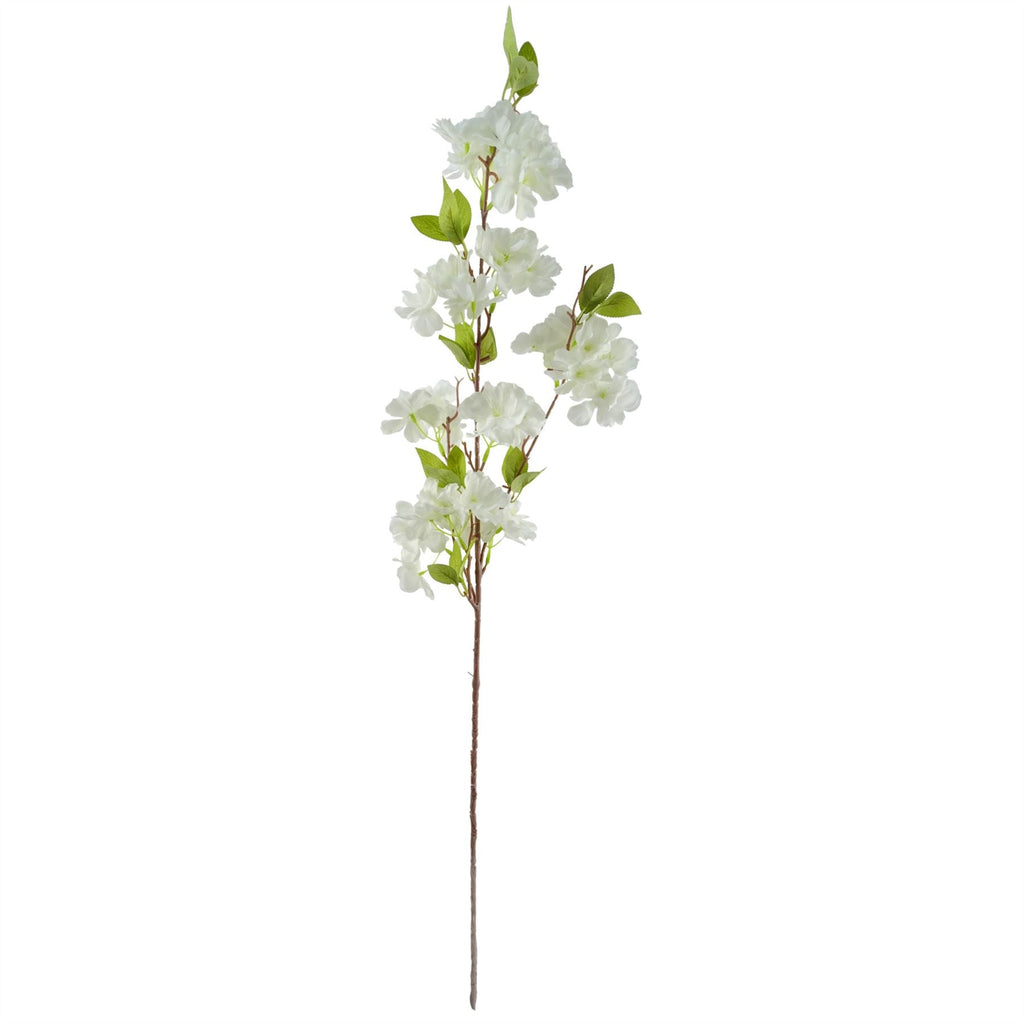 Leaf 100cm White Artificial Blossom and Berries Glass Vase-1