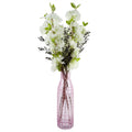 Leaf 100cm White Artificial Blossom and Berries Glass Vase-0