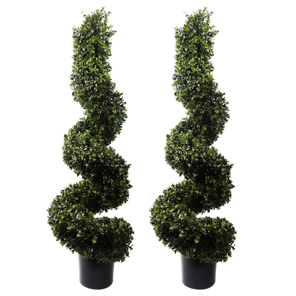 120cm Pair of Spiral Boxwood Artificial Tree UV Resistant Outdoor - Premium Quality-0