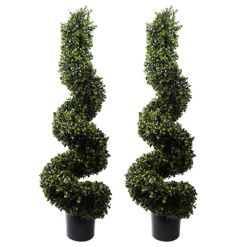 120cm Pair of Spiral Boxwood Artificial Tree UV Resistant Outdoor - Premium Quality-0