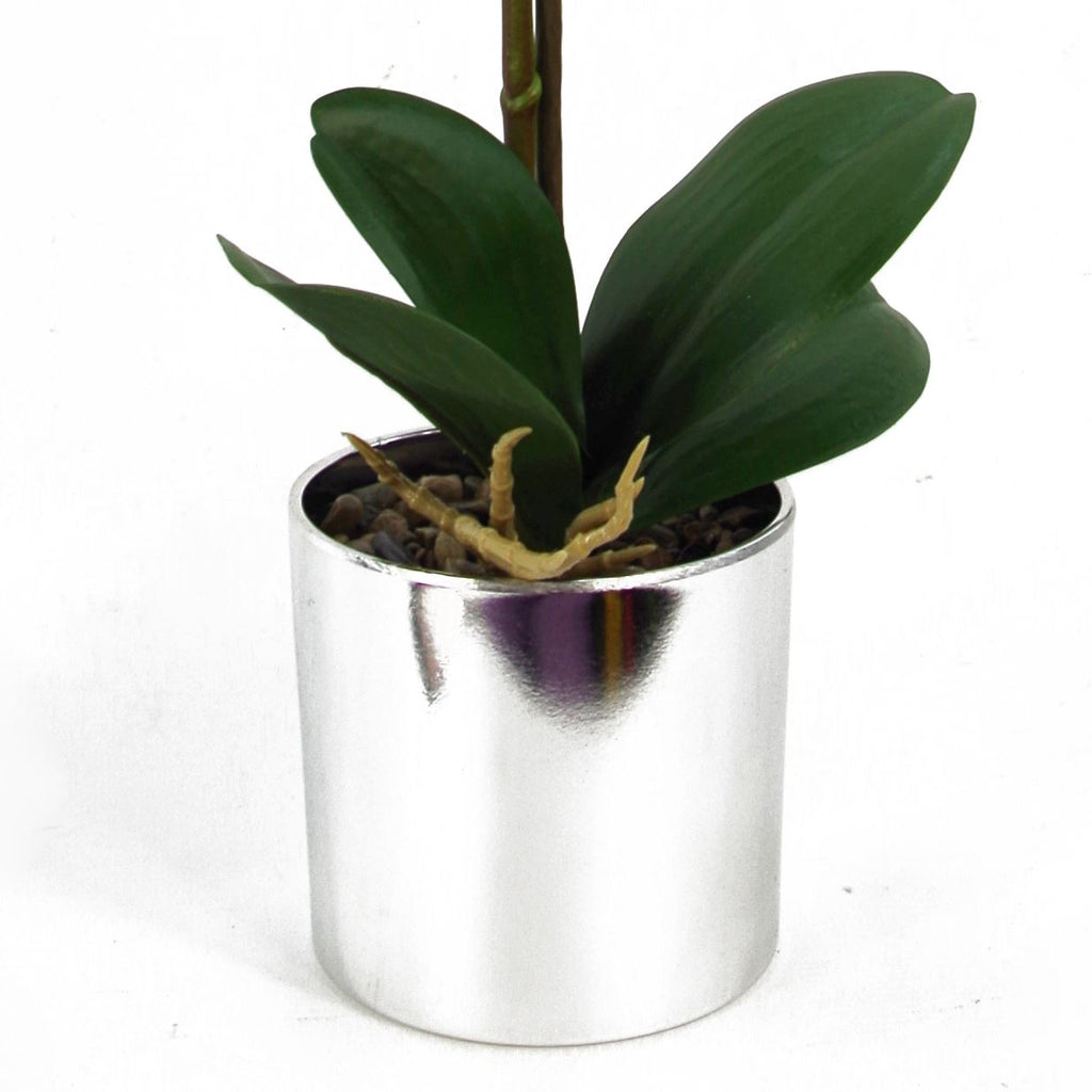 Artificial Orchid White Silver Pot 46cm-2