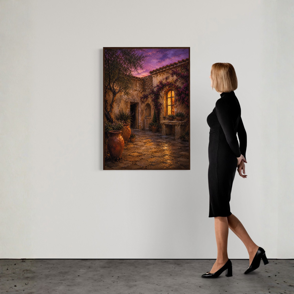MEDITERRANEAN STUDIES — Night Courtyard, Framed Art Print-1