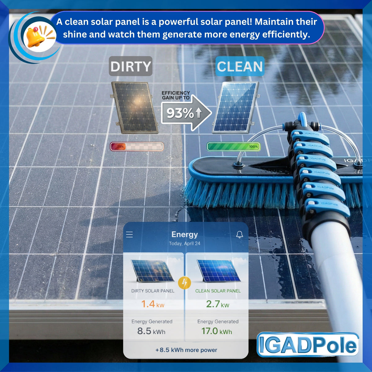 IGADPole 5m (17ft) Water-Fed Pole Cleaning Kit – Includes Water-fed Brush, Cobweb & Microfibre Duster, Soap Dispenser & Hose Tap-3