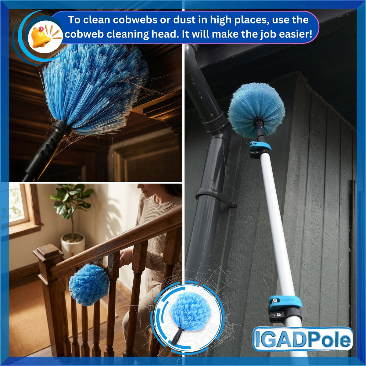 IGADPole 5m (17ft) Water-Fed Pole Cleaning Kit – Includes Water-fed Brush, Cobweb & Microfibre Duster, Soap Dispenser & Hose Tap-4
