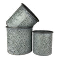 Embossed Daisy Designed Planters Set of 3-0