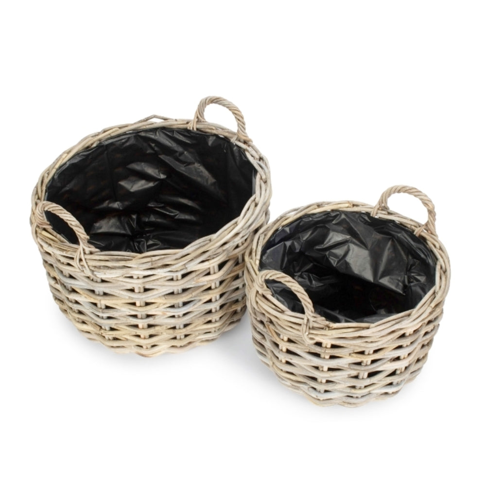 Curved Base Rattan Planter With Plastic Lining-1