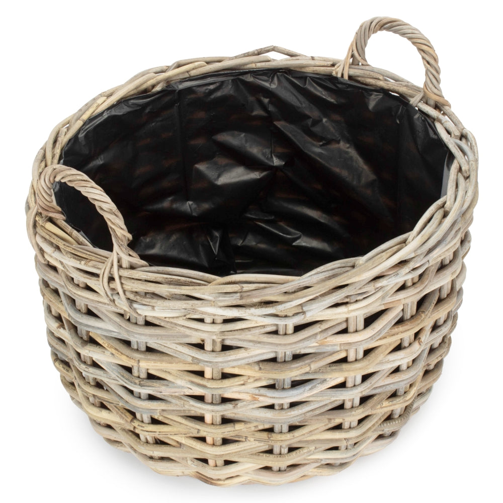 Curved Base Rattan Planter With Plastic Lining-4