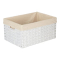 White Paper Rope Rectangular Storage Basket with White Cotton Lining-4