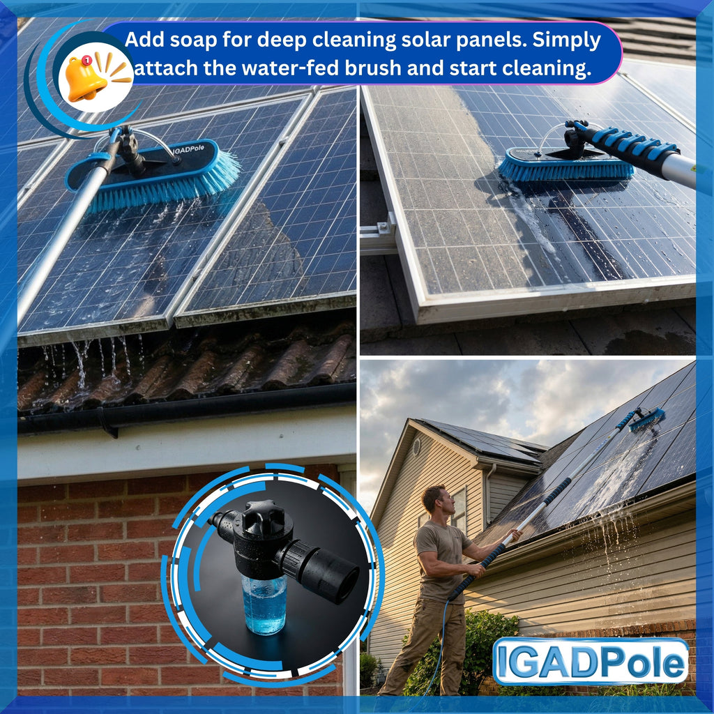 IGADPole 7m (24ft) Extension Pole Kit with Water-fed Brush and Hose, with 6-Stage Telescoping Pole 5-24ft Pole-2