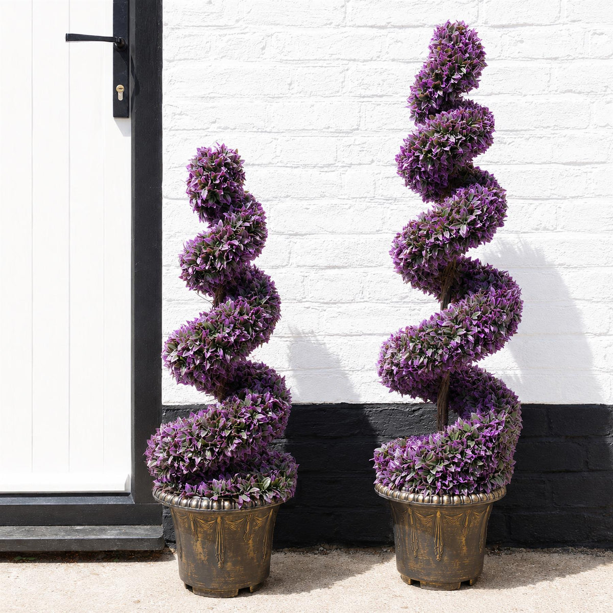 90cm Purple Large Leaf Spiral with Decorative Planter-4