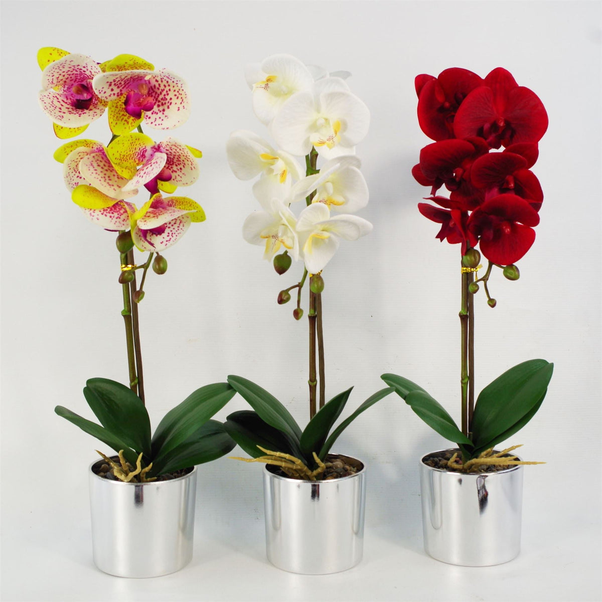 Artificial Orchid White Silver Pot 46cm-4