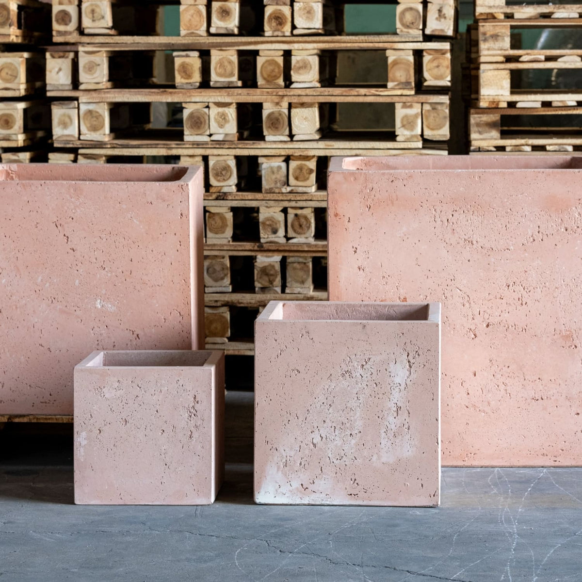 Cubrosa | Blushstone – 30cm Medium Square Concrete Planter – 14L Cube Plant Pot-2