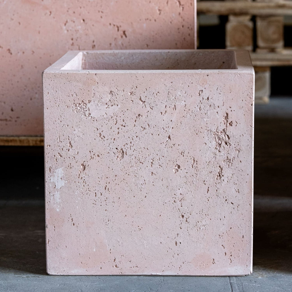Cubrosa | Blushstone – 30cm Medium Square Concrete Planter – 14L Cube Plant Pot-0