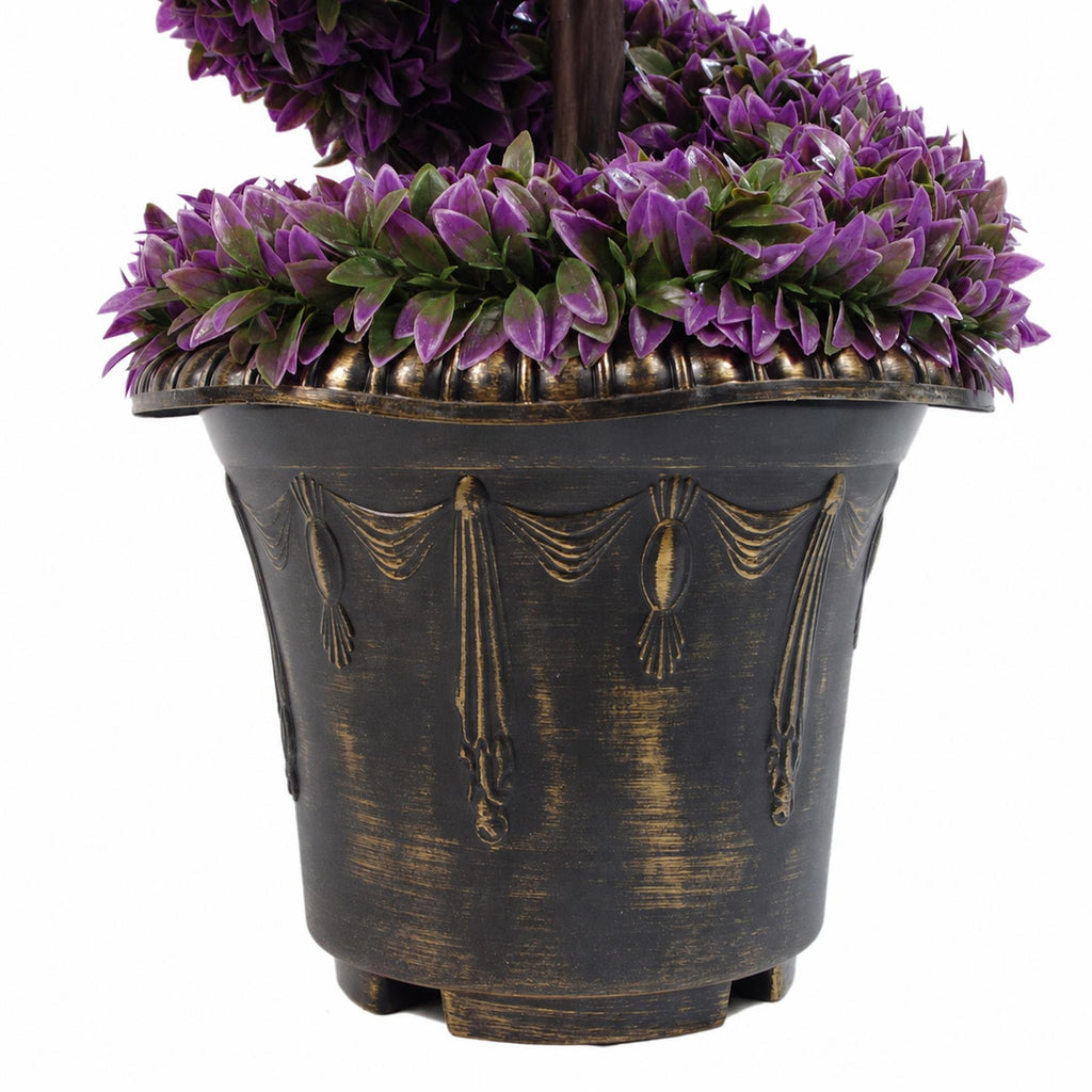 90cm Purple Large Leaf Spiral with Decorative Planter-3