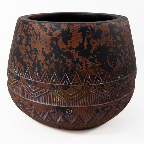 24cm x 30cm Large Zaturn Planter Brown / Black-0