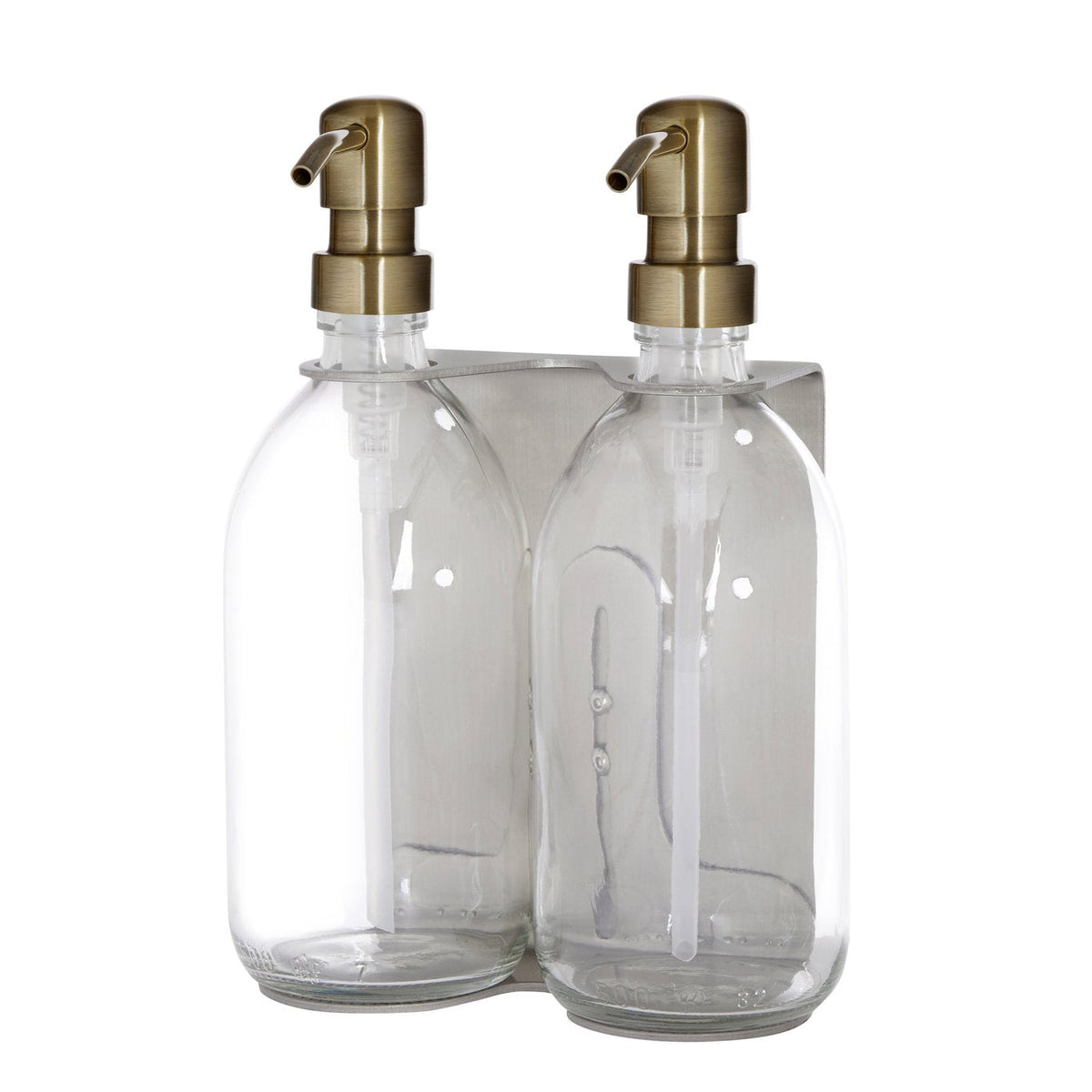 Nickel Double Wall Mounted Soap Dispenser-9